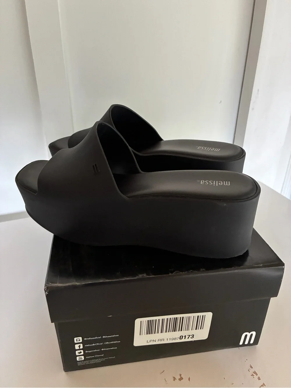 Melissa Black Platform Slide Wedges